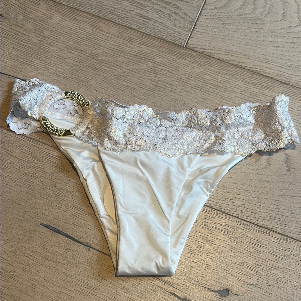 Beach Bunny White Lace Embellished Bikini bottom